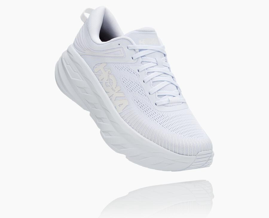Hoka Bondi 7 - Women's Running Shoes - White - UK 043QZOMFH